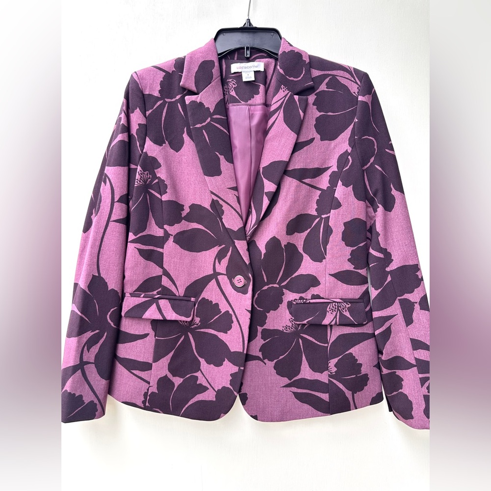 Liz Claiborne Kate Women’s Sz 4 Purple Floral Blazer Jacket Classic Fit NWT $79